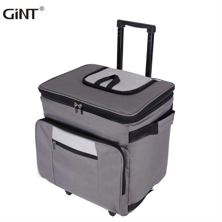 Customized Reusable Easy Carry Thermal Ice Cooler Bag With Folding Cart For Shopping Grocery